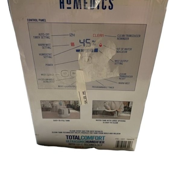 HoMedics TotalComfort Ultrasonic Humidifier with UV-C Technology Warm Cool Mist - Picture 3 of 3
